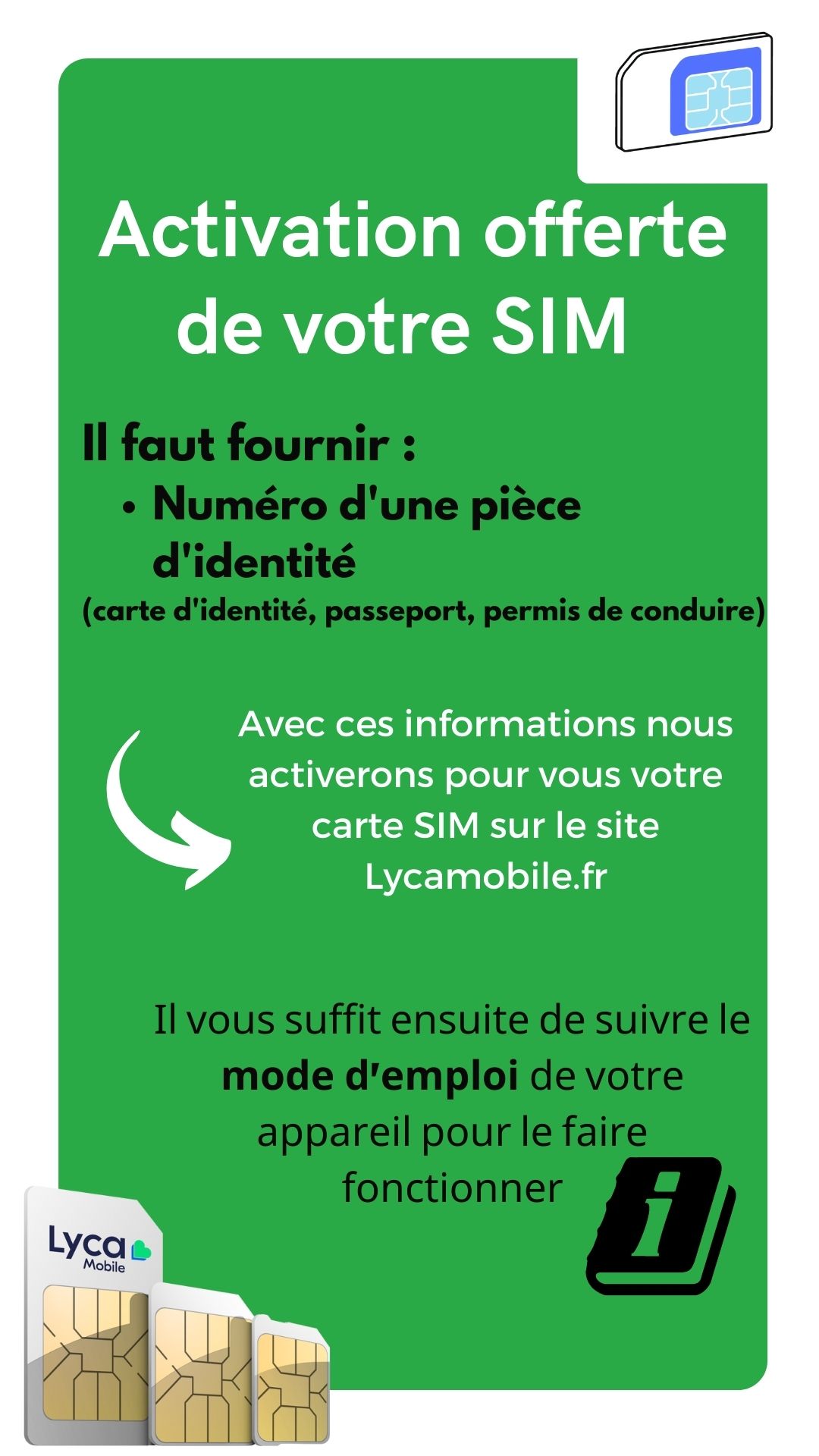 Carte sim Lycamobile - info activation